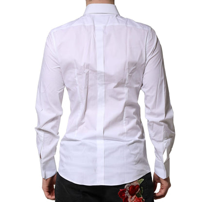 Dolce & Gabbana White Cotton GOLD Long Sleeves Formal Shirt Dolce & Gabbana