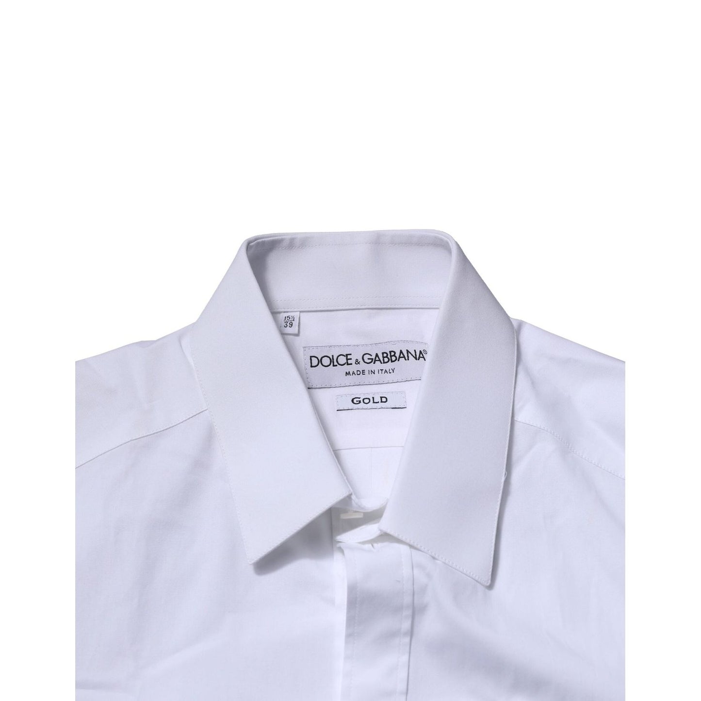 Dolce & Gabbana White Cotton GOLD Long Sleeves Formal Shirt Dolce & Gabbana