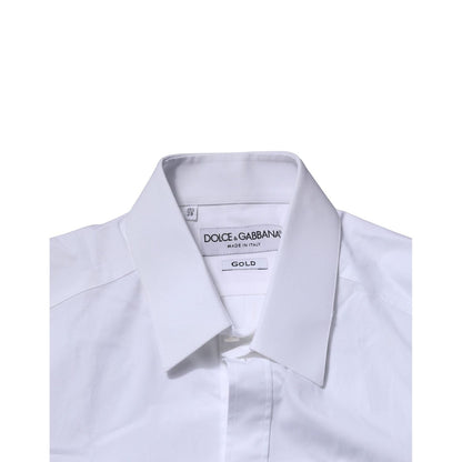Dolce & Gabbana White Cotton GOLD Long Sleeves Formal Shirt Dolce & Gabbana