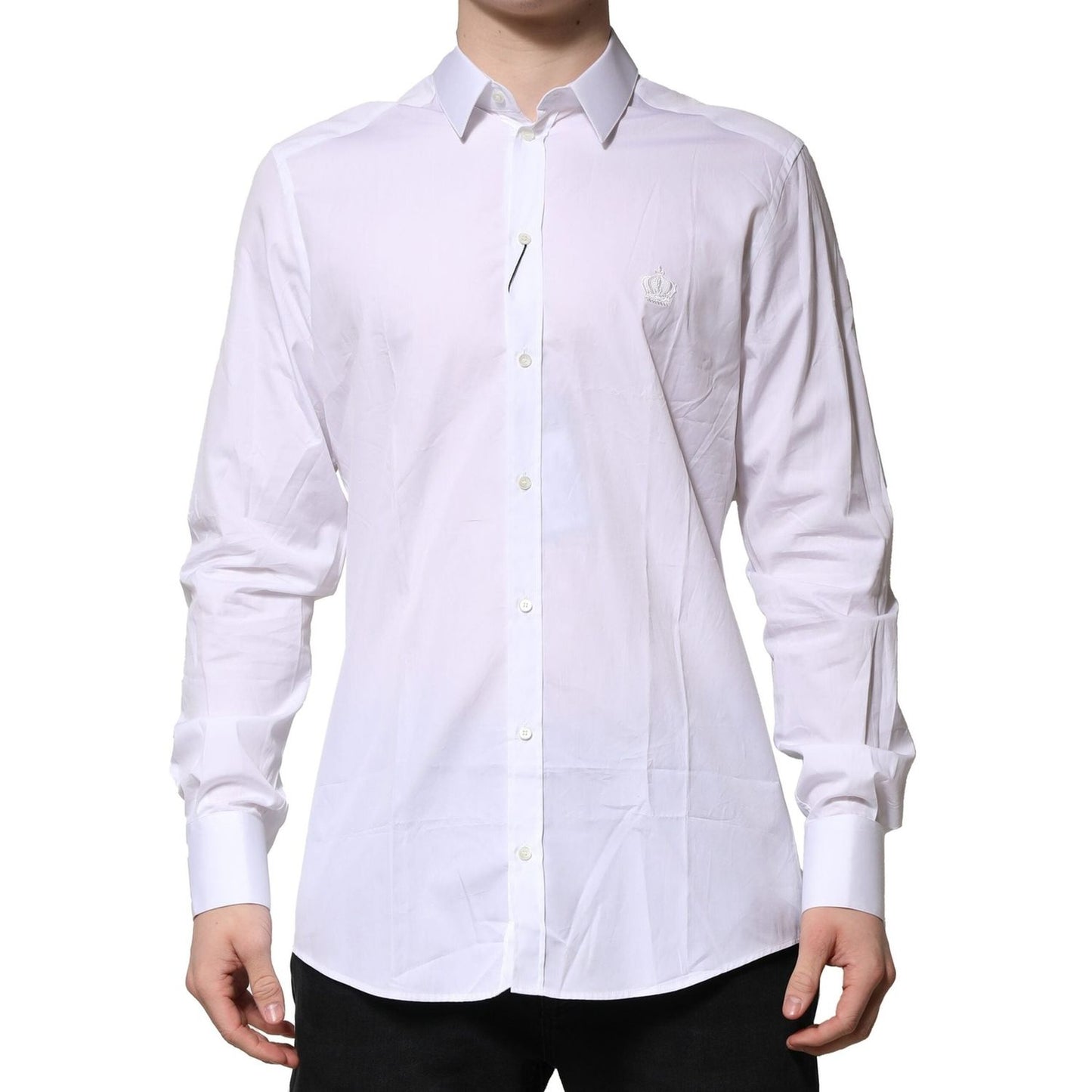 Dolce & Gabbana White Cotton GOLD Long Sleeves Formal Shirt Dolce & Gabbana