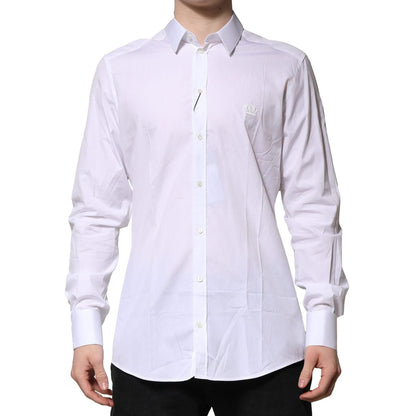 Dolce & Gabbana White Cotton GOLD Long Sleeves Formal Shirt Dolce & Gabbana