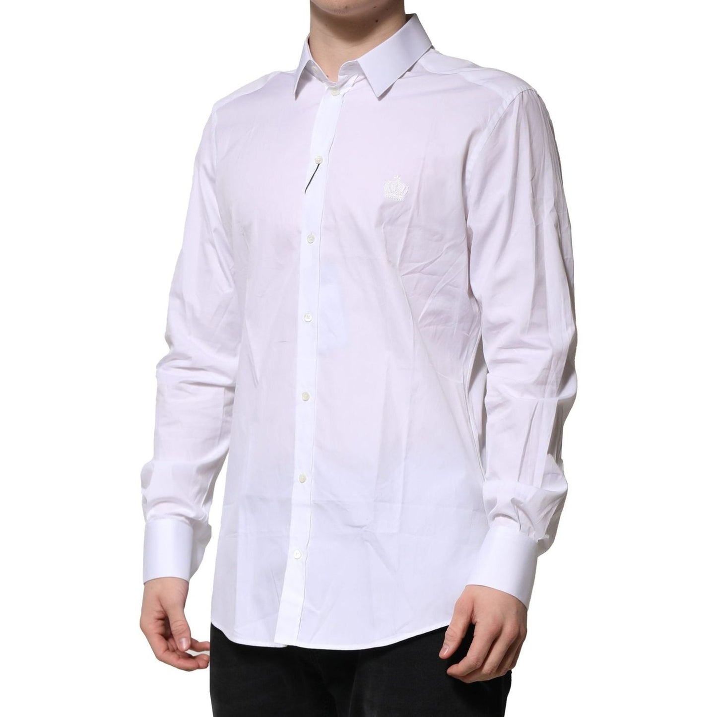 Dolce & Gabbana White Cotton GOLD Long Sleeves Formal Shirt Dolce & Gabbana