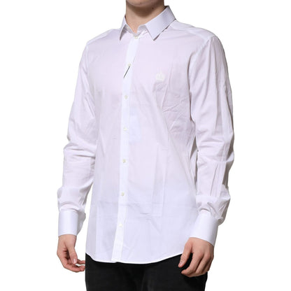 Dolce & Gabbana White Cotton GOLD Long Sleeves Formal Shirt Dolce & Gabbana
