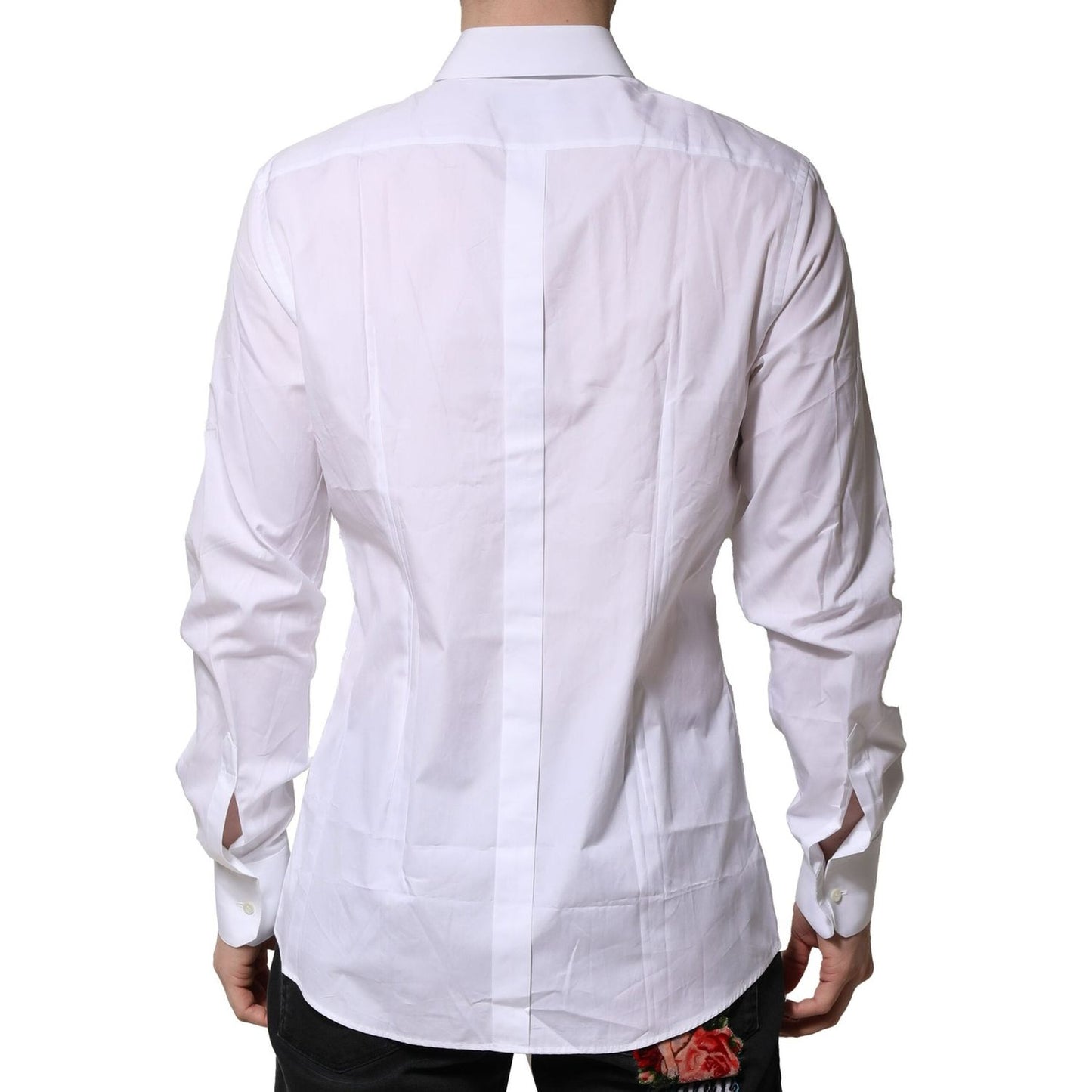 Dolce & Gabbana White Cotton GOLD Long Sleeves Formal Shirt Dolce & Gabbana