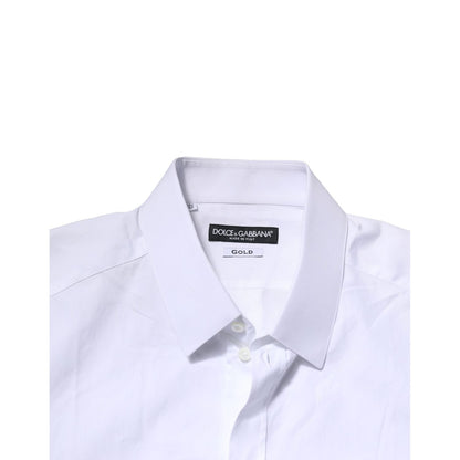 Dolce & Gabbana White Cotton GOLD Long Sleeves Formal Shirt Dolce & Gabbana