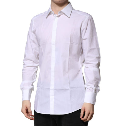 Dolce & Gabbana White Cotton GOLD Long Sleeves Formal Shirt Dolce & Gabbana