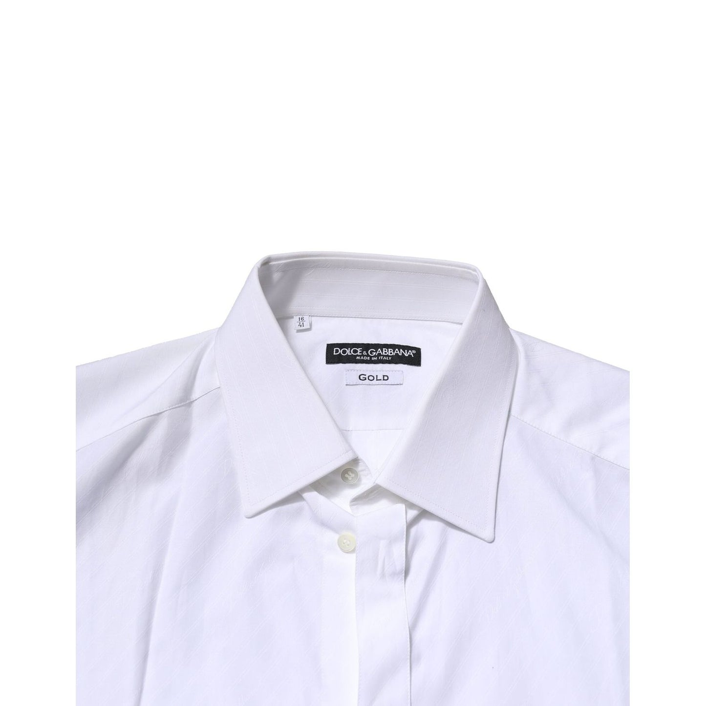 Dolce & Gabbana White Cotton GOLD Long Sleeves Formal Shirt Dolce & Gabbana