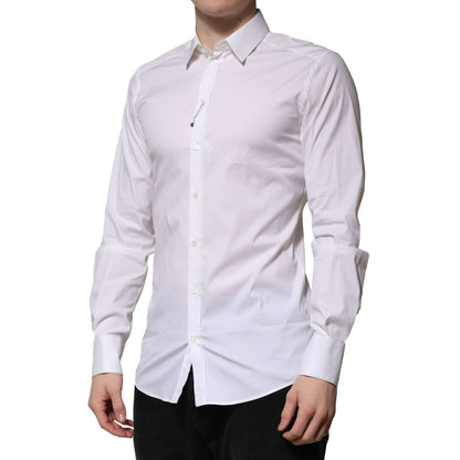 Dolce & Gabbana White Cotton GOLD Long Sleeves Formal Shirt Dolce & Gabbana