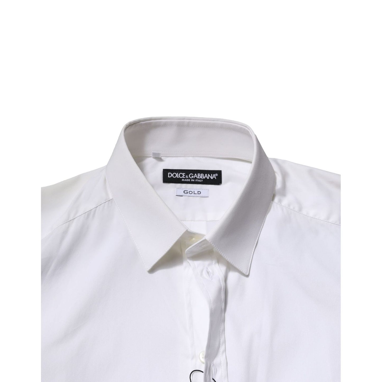 Dolce & Gabbana White Cotton GOLD Long Sleeves Formal Shirt Dolce & Gabbana