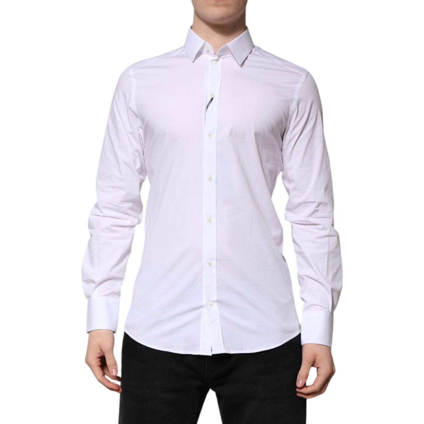 Dolce & Gabbana White Cotton GOLD Long Sleeves Formal Shirt Dolce & Gabbana