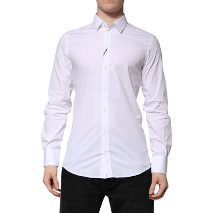 Dolce & Gabbana White Cotton GOLD Long Sleeves Formal Shirt Dolce & Gabbana