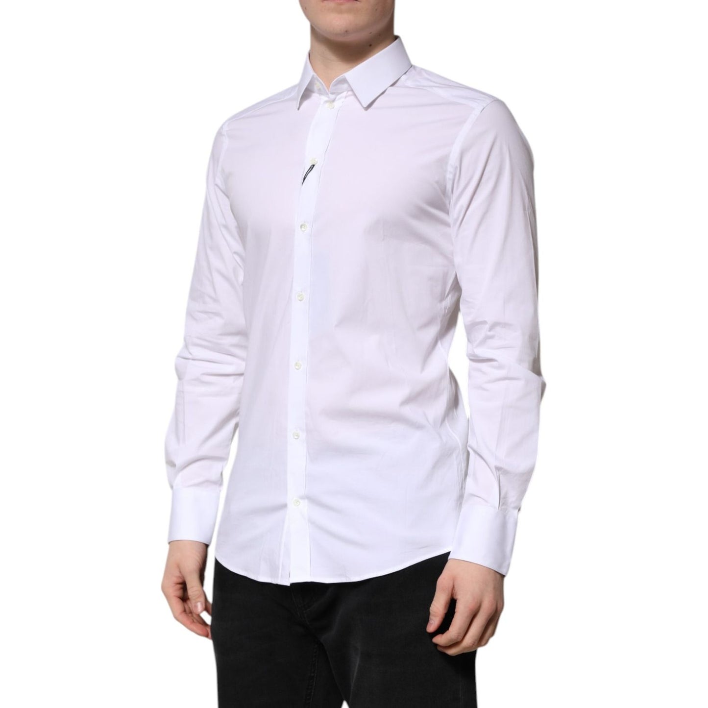 Dolce & Gabbana White Cotton GOLD Long Sleeves Formal Shirt Dolce & Gabbana