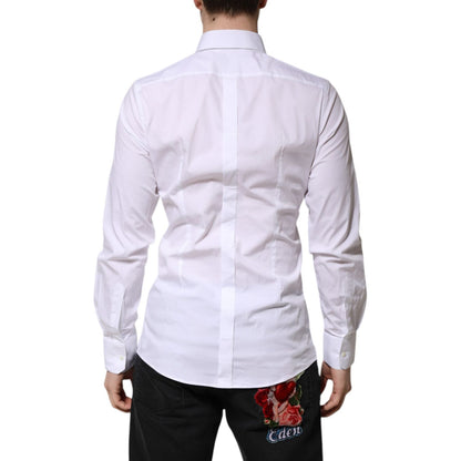 Dolce & Gabbana White Cotton GOLD Long Sleeves Formal Shirt Dolce & Gabbana