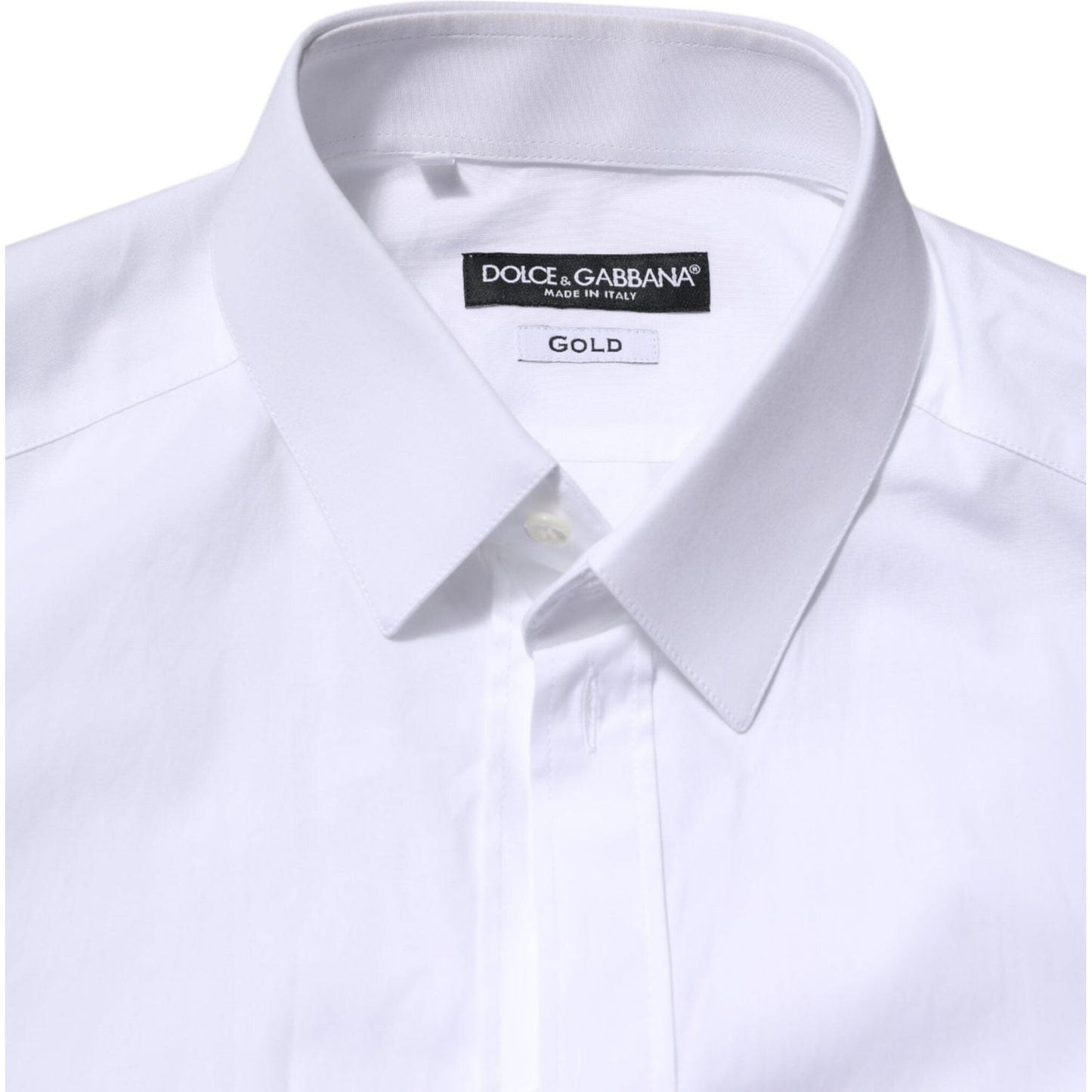 Dolce & Gabbana White Cotton GOLD Long Sleeves Formal Shirt Dolce & Gabbana