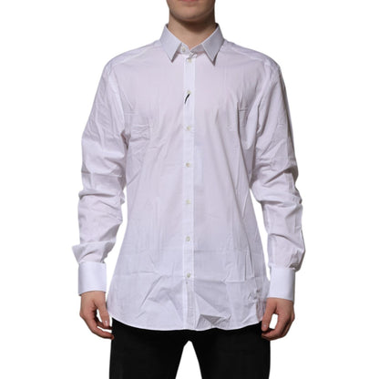 Dolce & Gabbana White Cotton GOLD Long Sleeves Formal Shirt Dolce & Gabbana