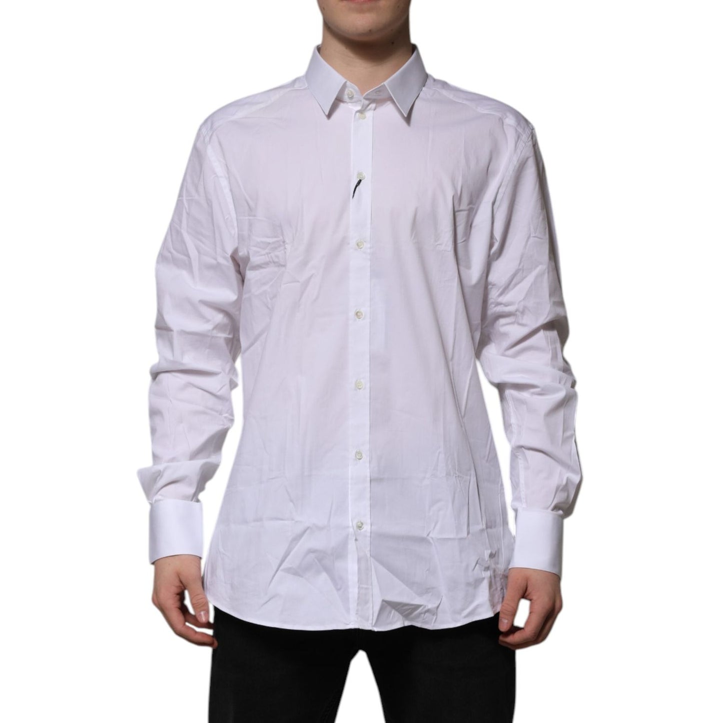 Dolce & Gabbana White Cotton GOLD Long Sleeves Formal Shirt Dolce & Gabbana