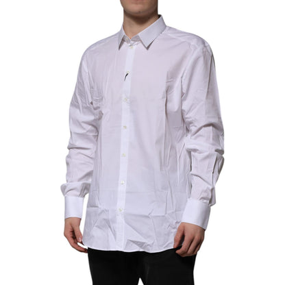 Dolce & Gabbana White Cotton GOLD Long Sleeves Formal Shirt Dolce & Gabbana