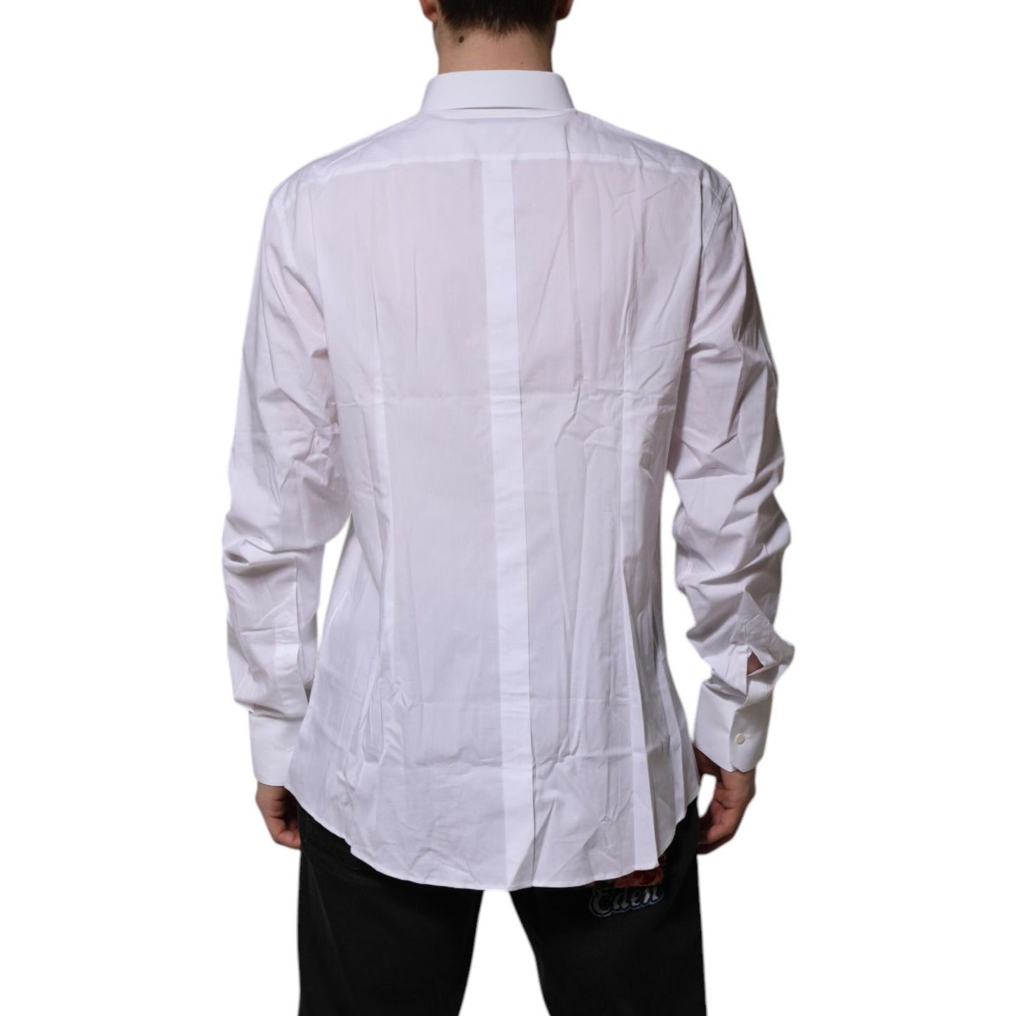 Dolce & Gabbana White Cotton GOLD Long Sleeves Formal Shirt Dolce & Gabbana