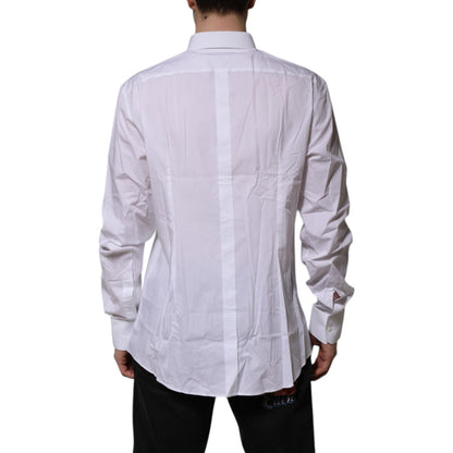 Dolce & Gabbana White Cotton GOLD Long Sleeves Formal Shirt Dolce & Gabbana