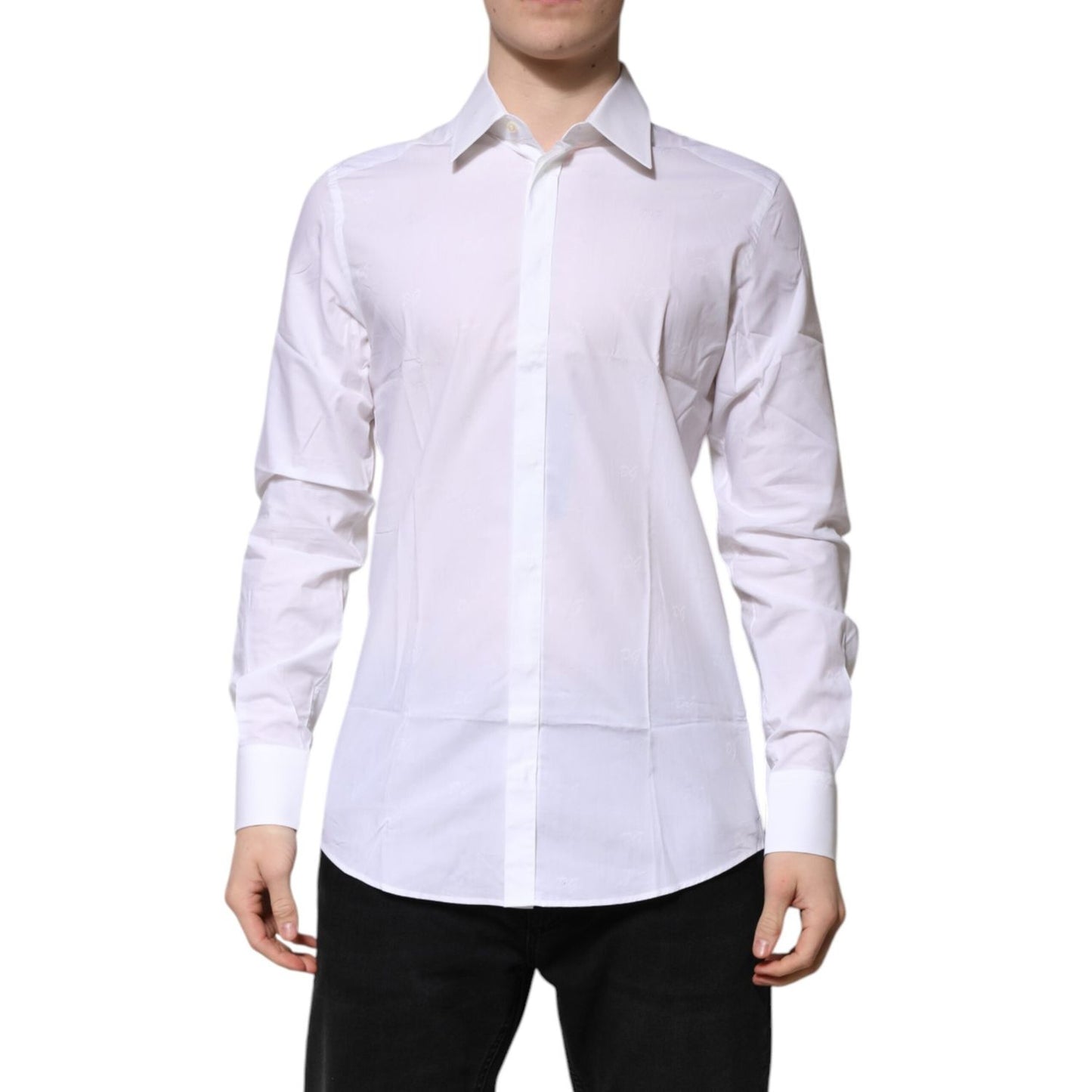 Dolce & Gabbana White Cotton GOLD Long Sleeves Formal Shirt Dolce & Gabbana