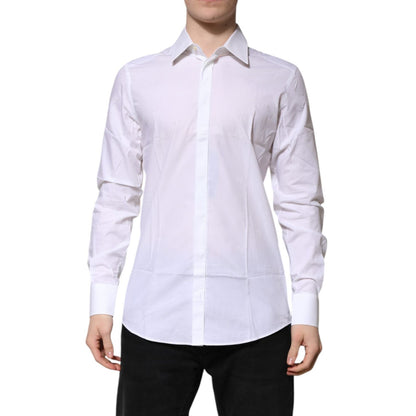 Dolce & Gabbana White Cotton GOLD Long Sleeves Formal Shirt Dolce & Gabbana