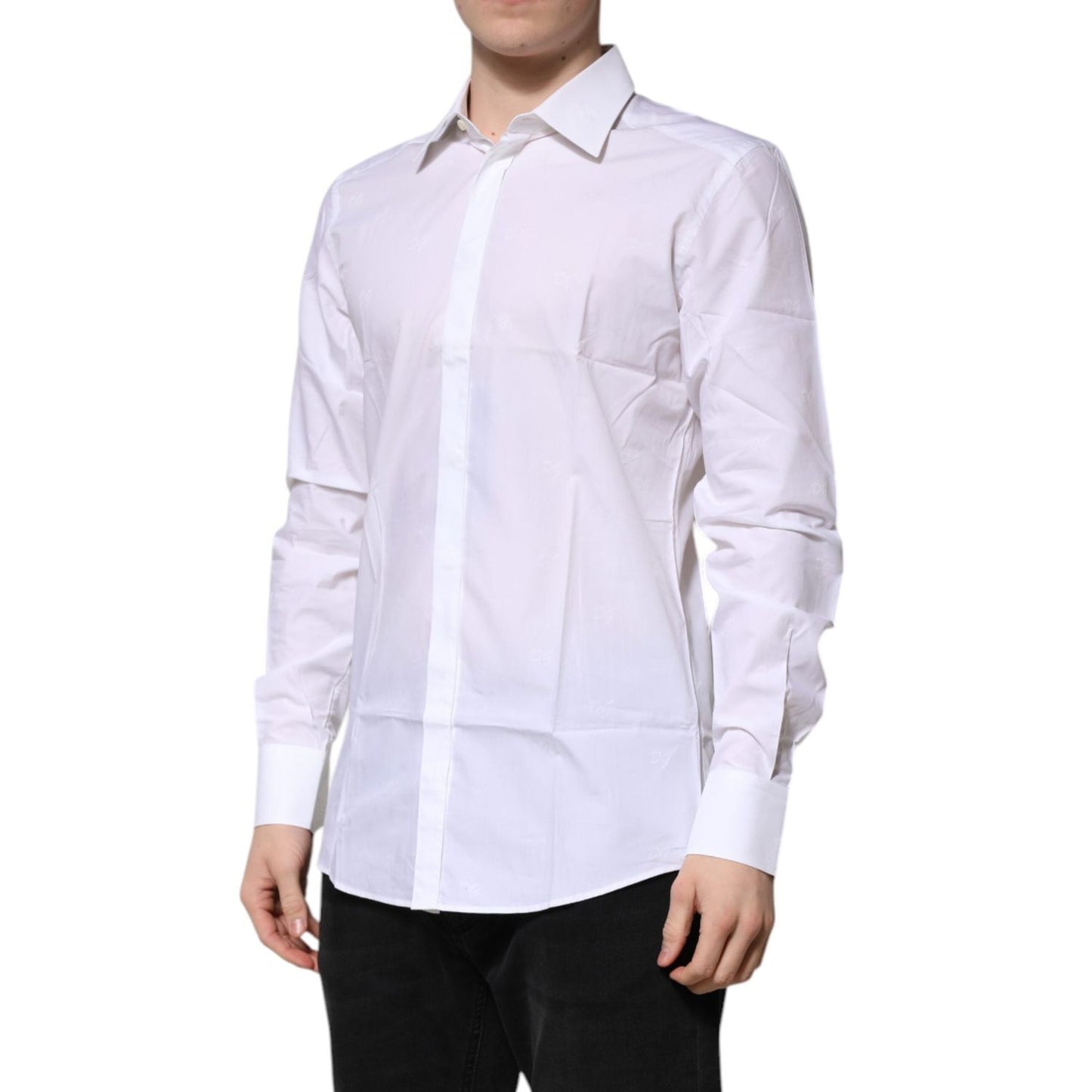 Dolce & Gabbana White Cotton GOLD Long Sleeves Formal Shirt Dolce & Gabbana