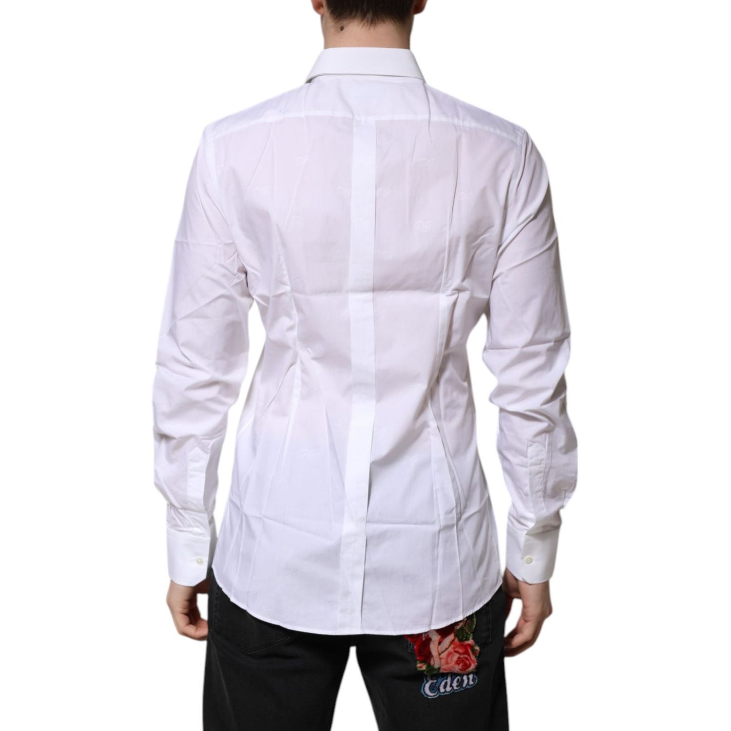 Dolce & Gabbana White Cotton GOLD Long Sleeves Formal Shirt Dolce & Gabbana