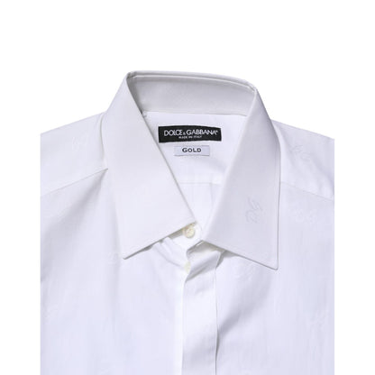 Dolce & Gabbana White Cotton GOLD Long Sleeves Formal Shirt Dolce & Gabbana