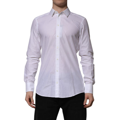 Dolce & Gabbana White Cotton MARTINI Long Sleeve Formal Shirt Dolce & Gabbana