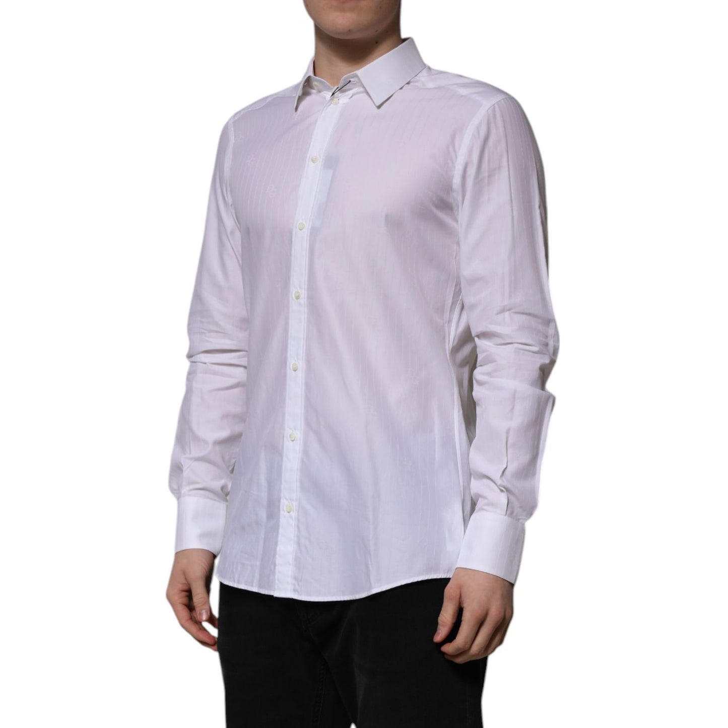 Dolce & Gabbana White Cotton MARTINI Long Sleeve Formal Shirt Dolce & Gabbana