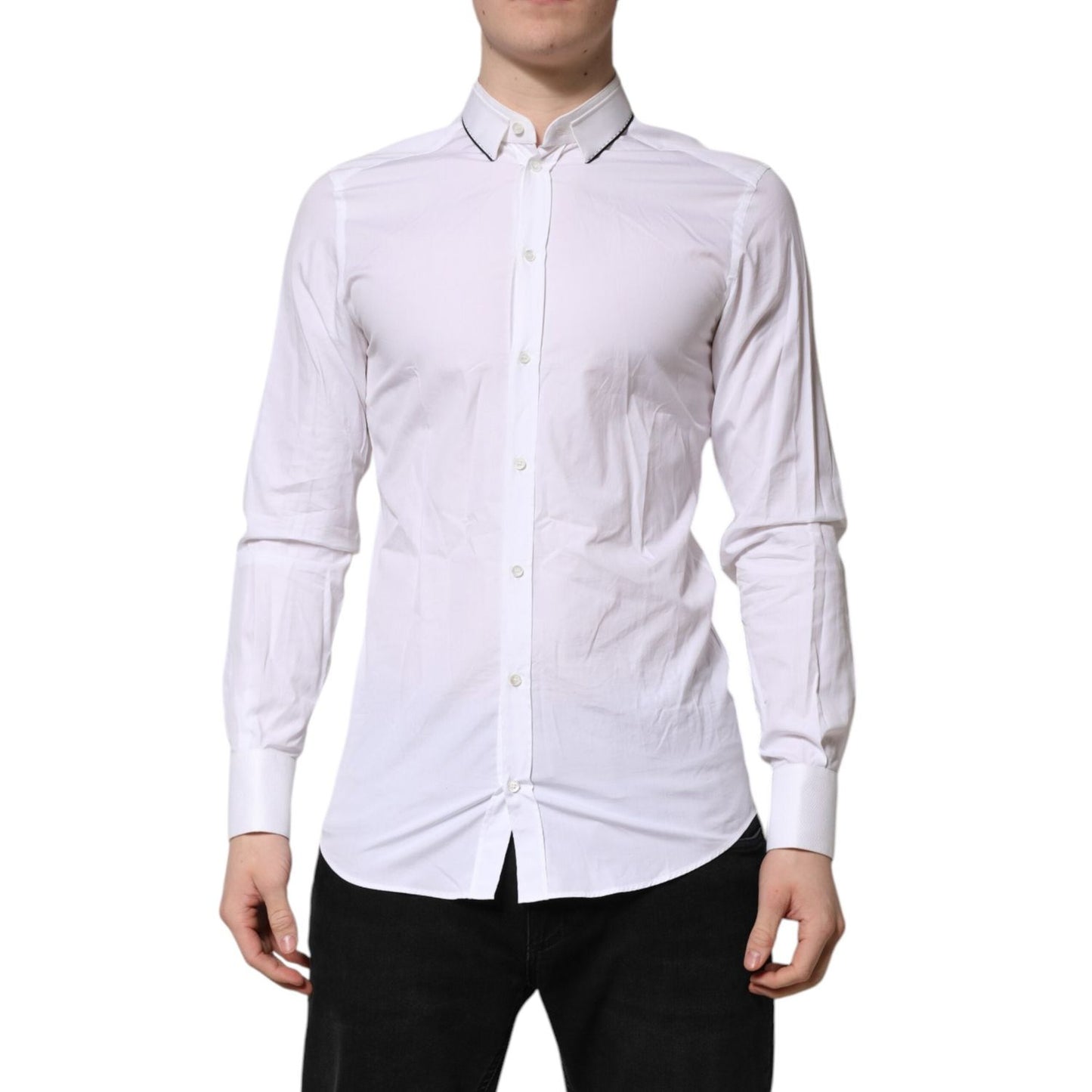 Dolce & Gabbana White Cotton GOLD Long Sleeves Formal Shirt Dolce & Gabbana