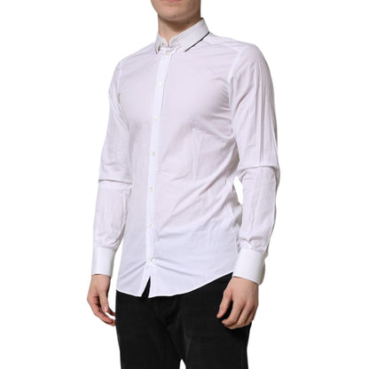Dolce & Gabbana White Cotton GOLD Long Sleeves Formal Shirt Dolce & Gabbana