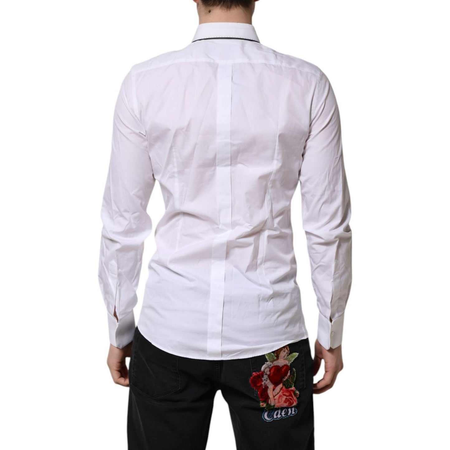 Dolce & Gabbana White Cotton GOLD Long Sleeves Formal Shirt Dolce & Gabbana