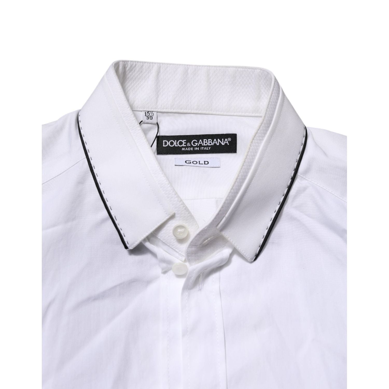 Dolce & Gabbana White Cotton GOLD Long Sleeves Formal Shirt