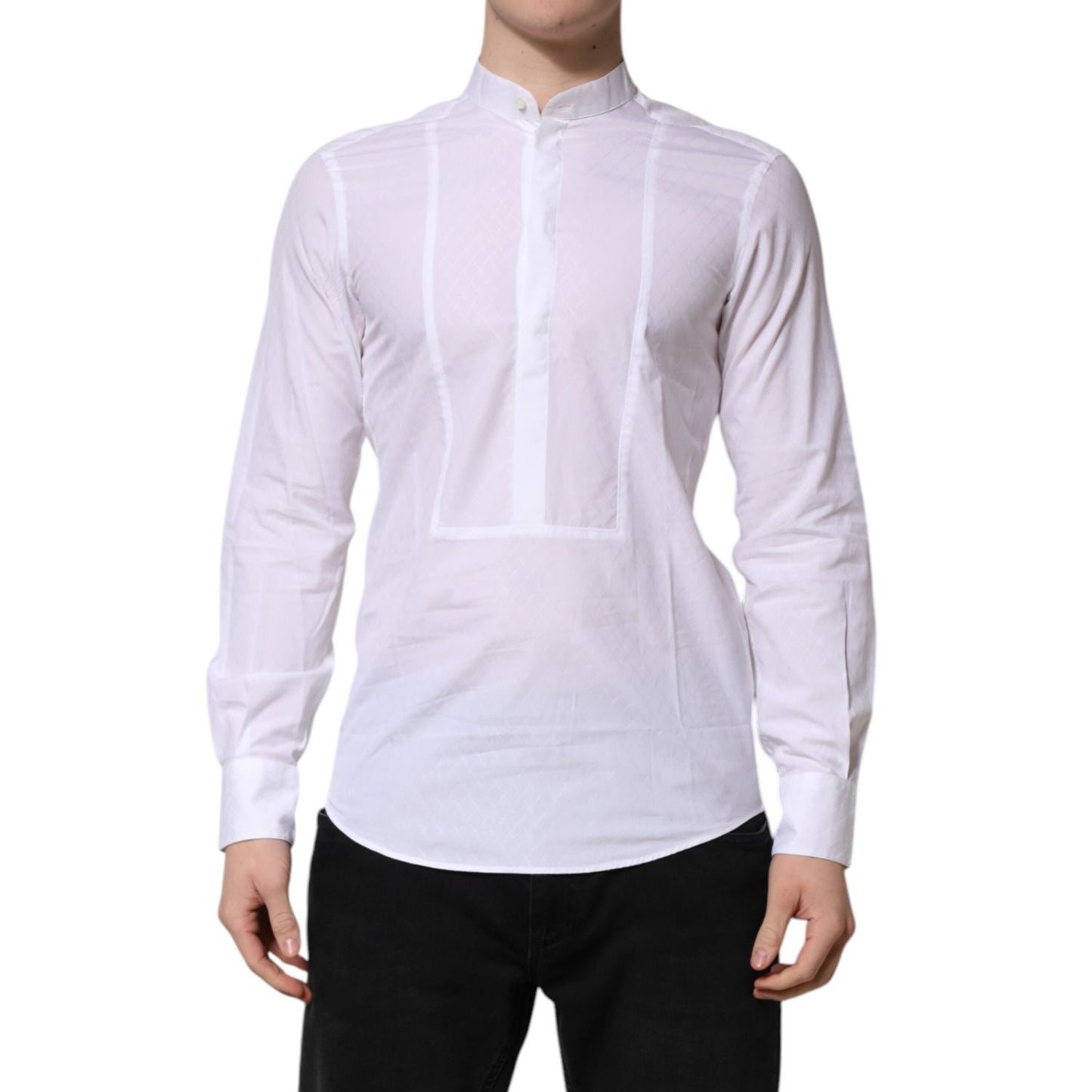 Dolce & Gabbana White Cotton Slim Long Sleeves Formal Shirt Dolce & Gabbana