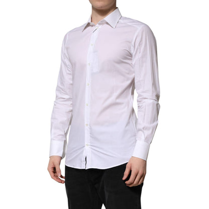 Dolce & Gabbana White GOLD Long Sleeves Dress Men Formal Shirt Dolce & Gabbana