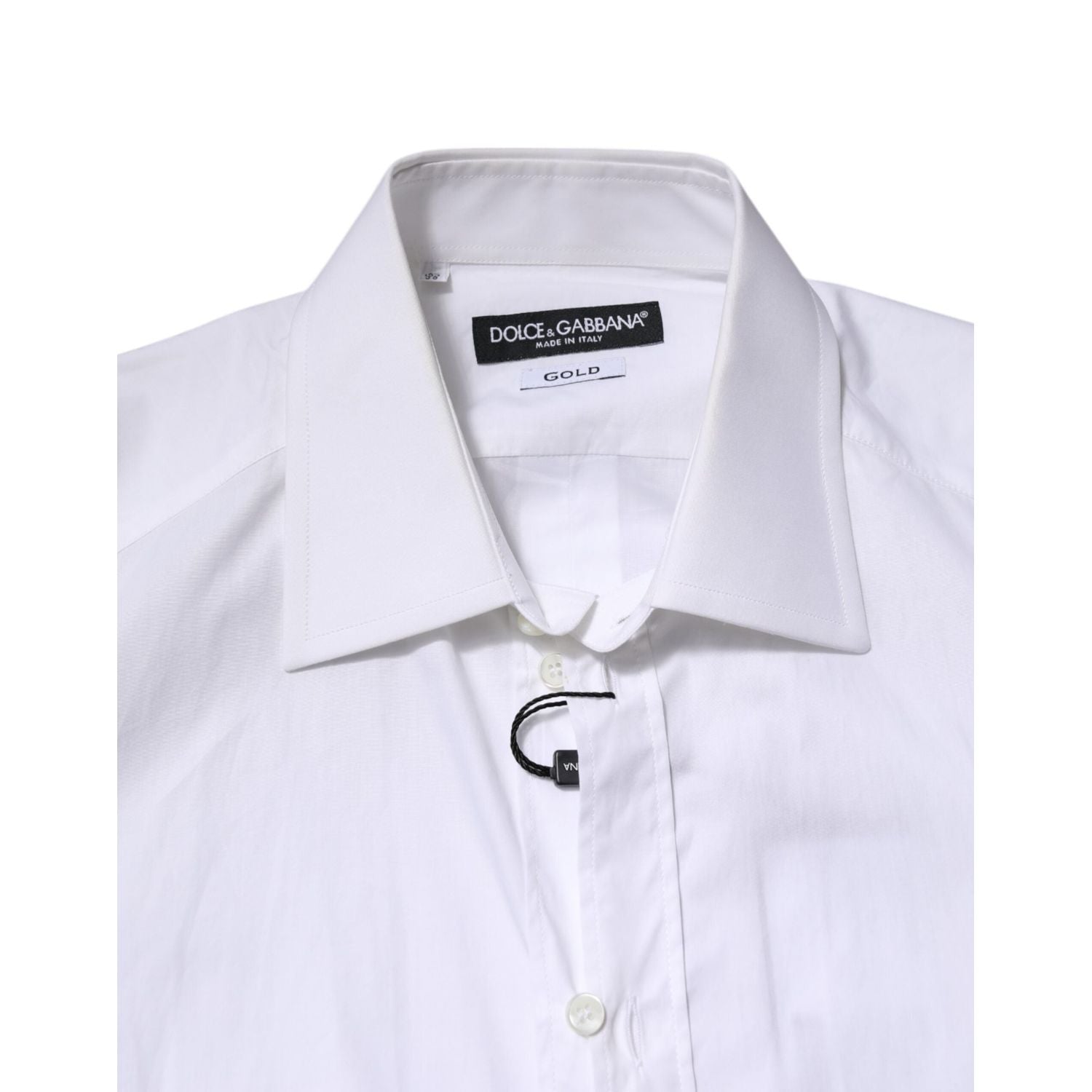 Dolce & Gabbana White GOLD Long Sleeves Dress Men Formal Shirt