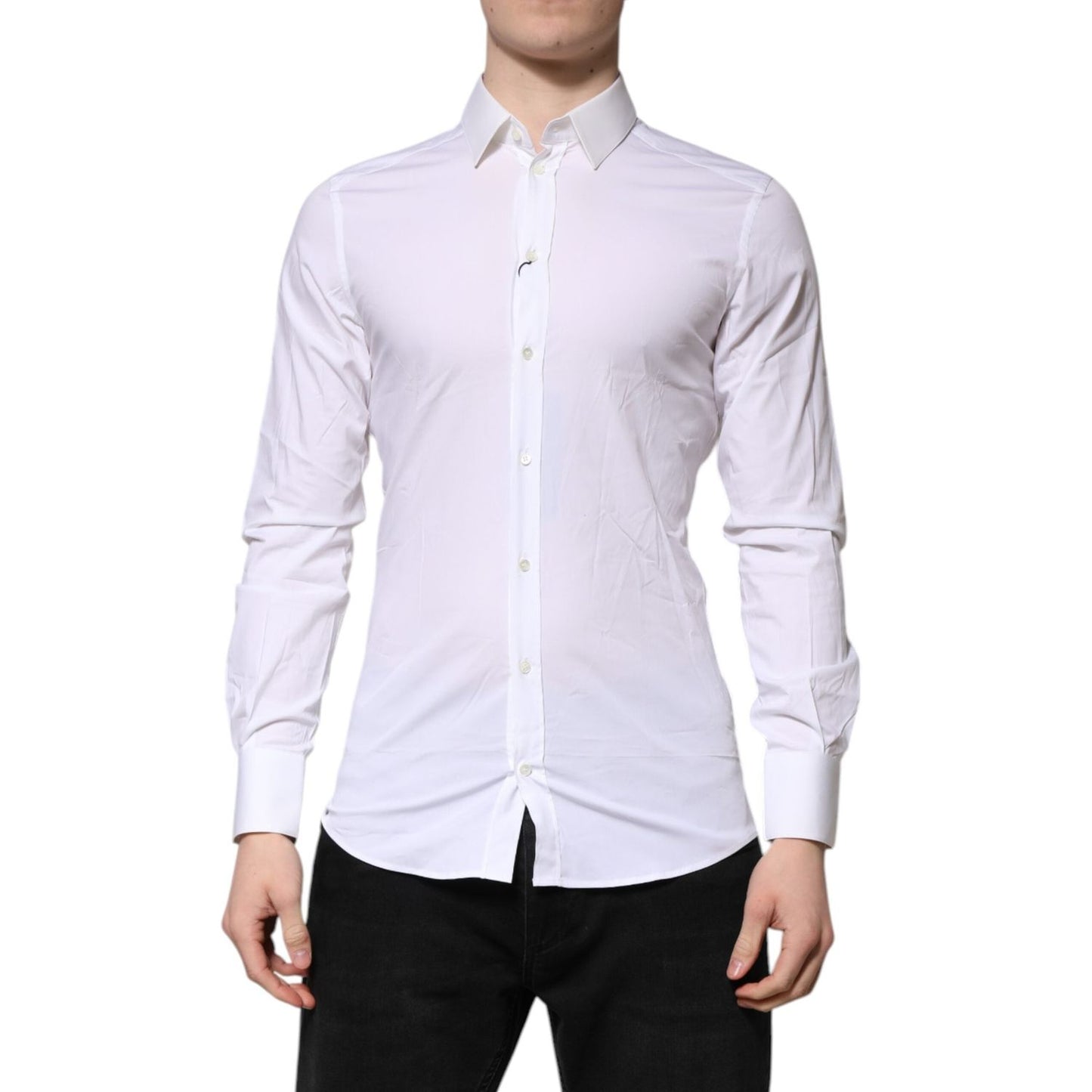 Dolce & Gabbana White GOLD Long Sleeves Dress Formal Shirt Dolce & Gabbana