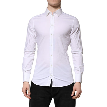Dolce & Gabbana White GOLD Long Sleeves Dress Formal Shirt Dolce & Gabbana