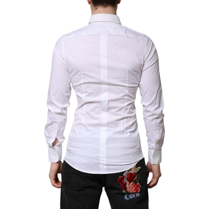 Dolce & Gabbana White GOLD Long Sleeves Dress Formal Shirt Dolce & Gabbana