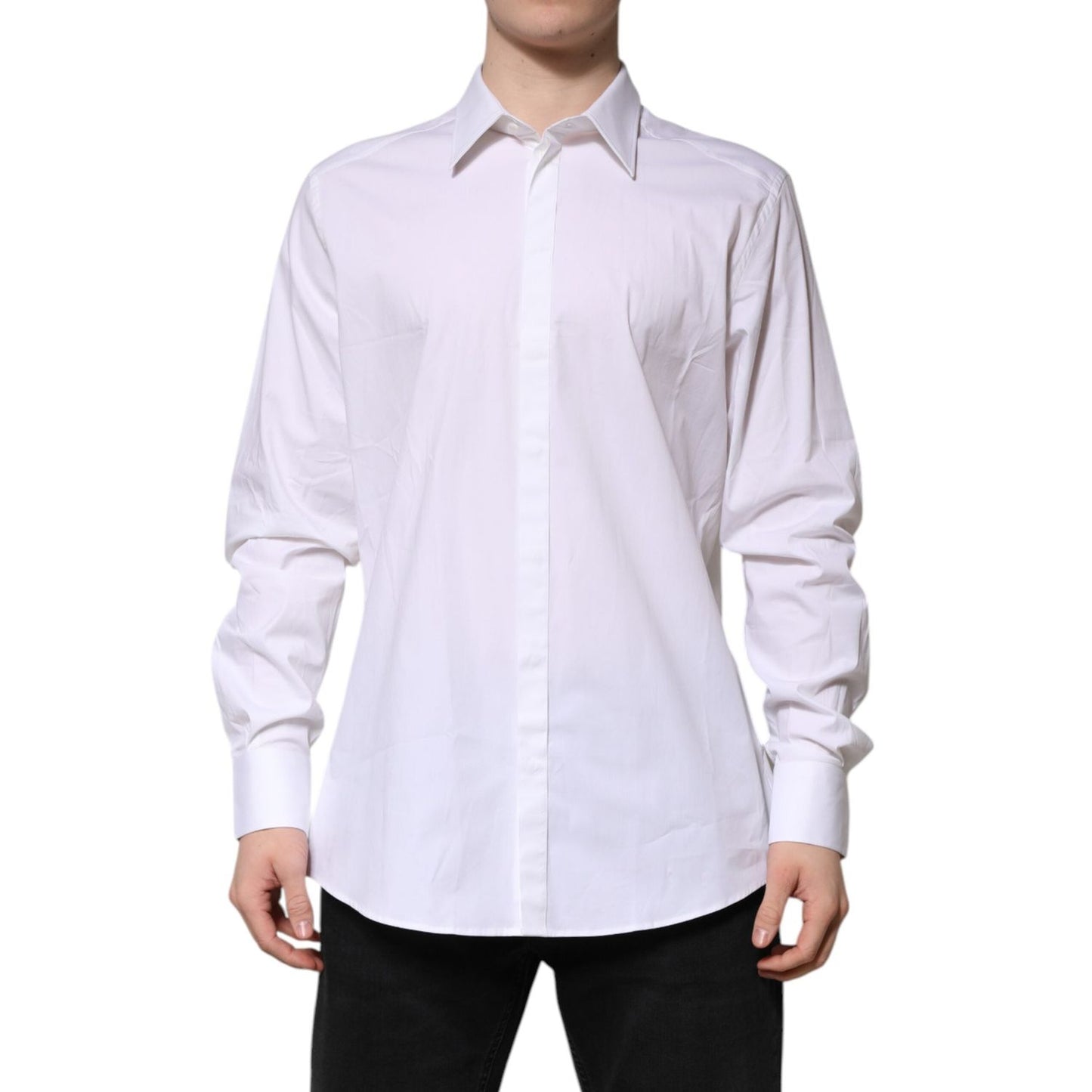 Dolce & Gabbana White MARTINI Long Sleeve Dress Formal Shirt Dolce & Gabbana