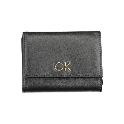 Calvin Klein Black Polyester Women Wallet with CK logo on the front, sleek and durable design, perfect for modern fashionistas.