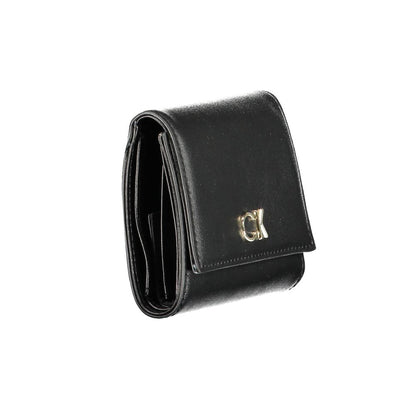 Calvin Klein Black Polyester Women Wallet with sleek design and automatic closure, perfect for modern fashion enthusiasts.