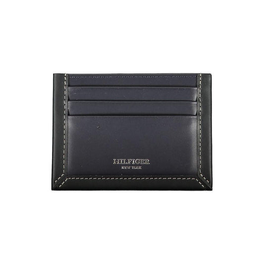 Tommy Hilfiger Sleek Blue Leather Card Holder with Contrast Detail TO-27177