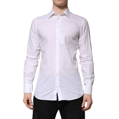 Dolce & Gabbana White GOLD Long Sleeves Dress Formal Shirt Dolce & Gabbana