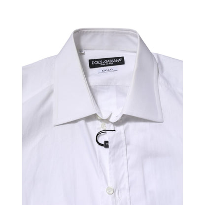 Dolce & Gabbana White GOLD Long Sleeves Dress Formal Shirt Dolce & Gabbana