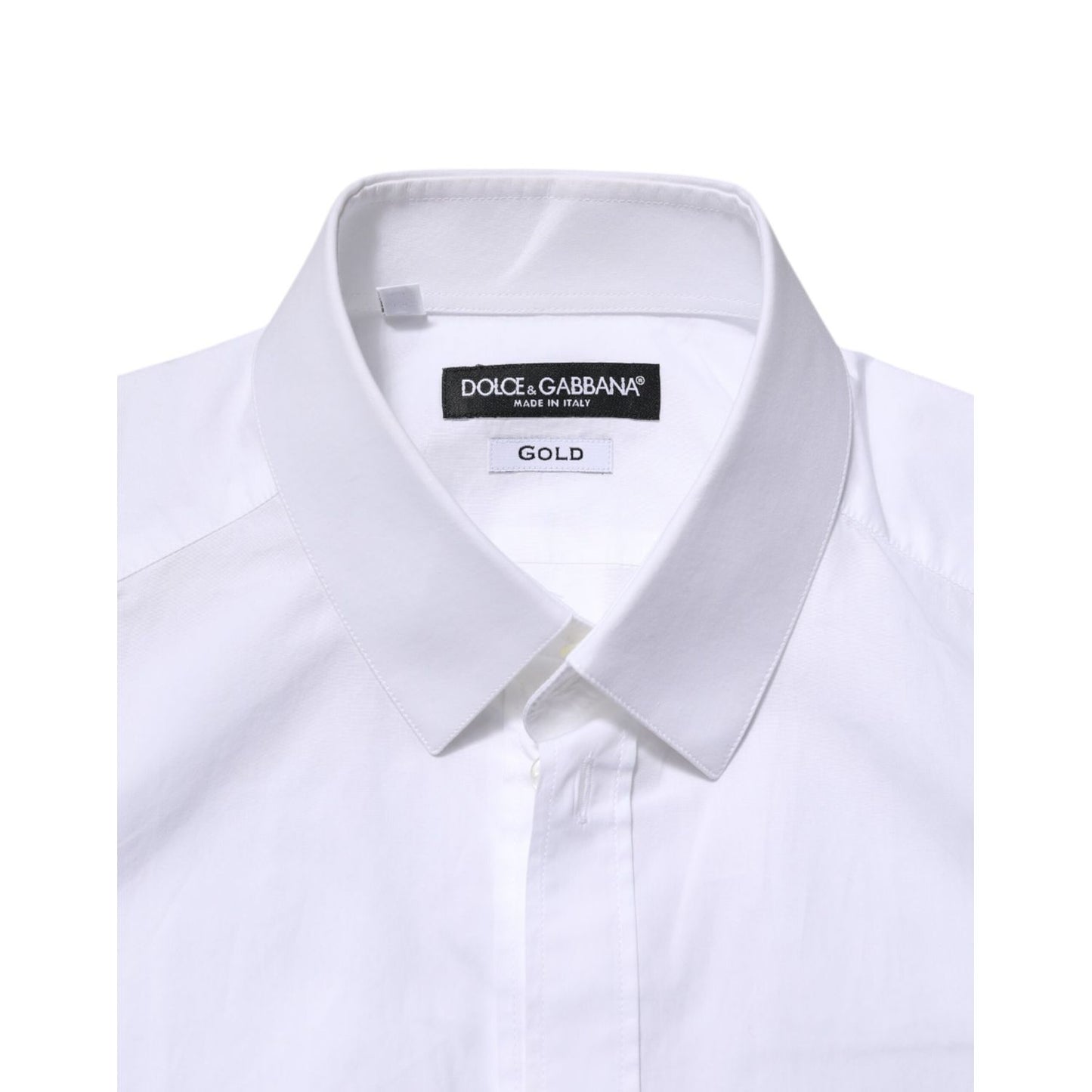 Dolce & Gabbana White GOLD Long Sleeves Dress Men Formal Shirt Dolce & Gabbana