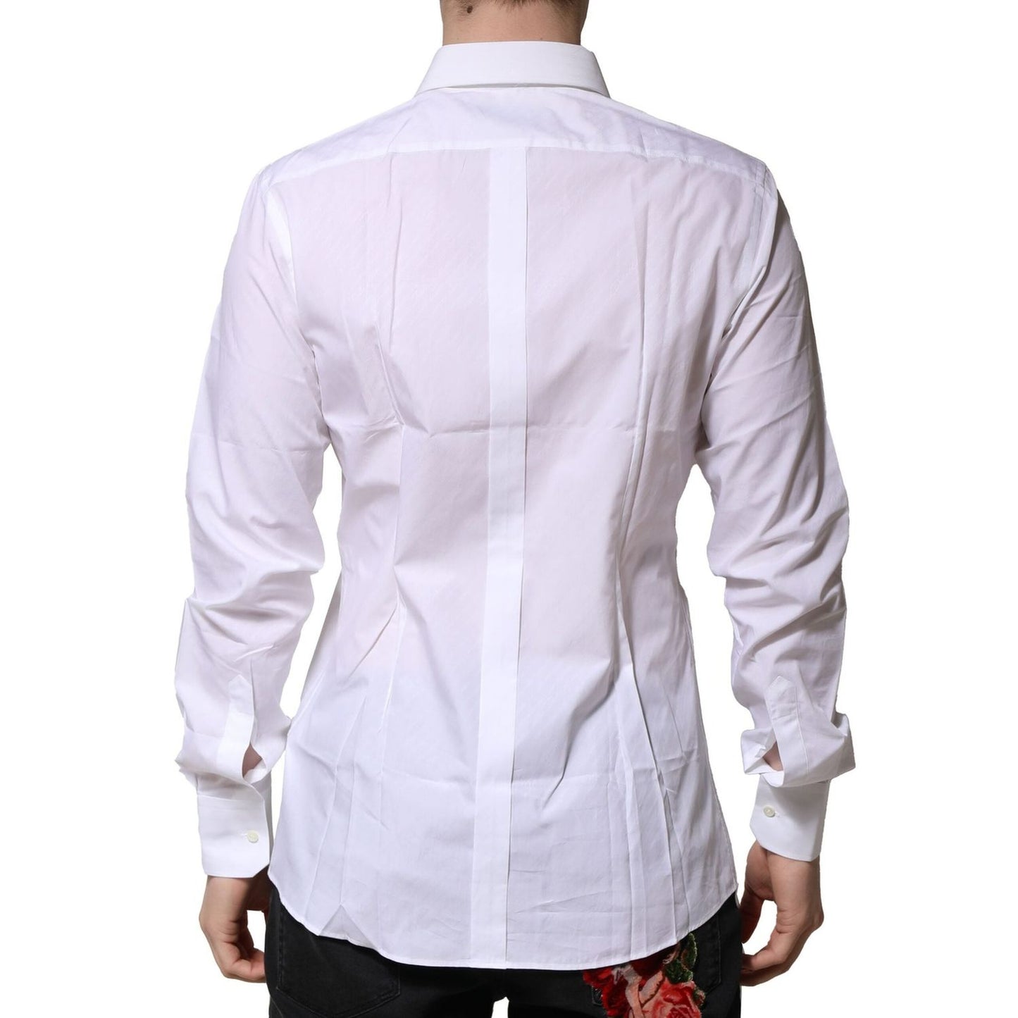 Dolce & Gabbana White GOLD Cotton Long Sleeves Men Formal Shirt Dolce & Gabbana