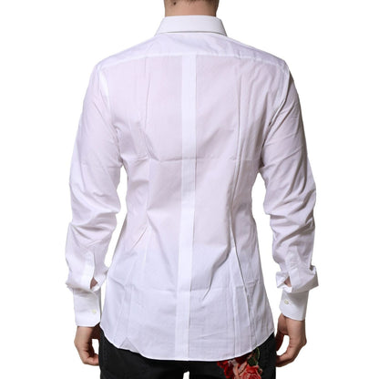 Dolce & Gabbana White GOLD Cotton Long Sleeves Men Formal Shirt Dolce & Gabbana