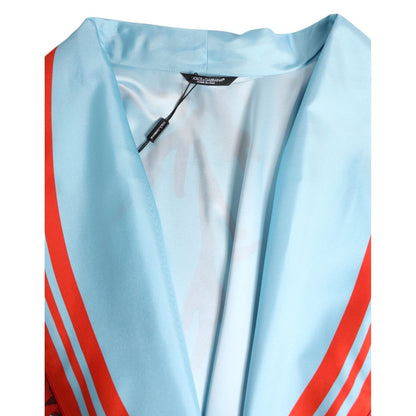 Dolce & Gabbana Blue Red Coral Print Wrap Robe Coat Jacket Dolce & Gabbana